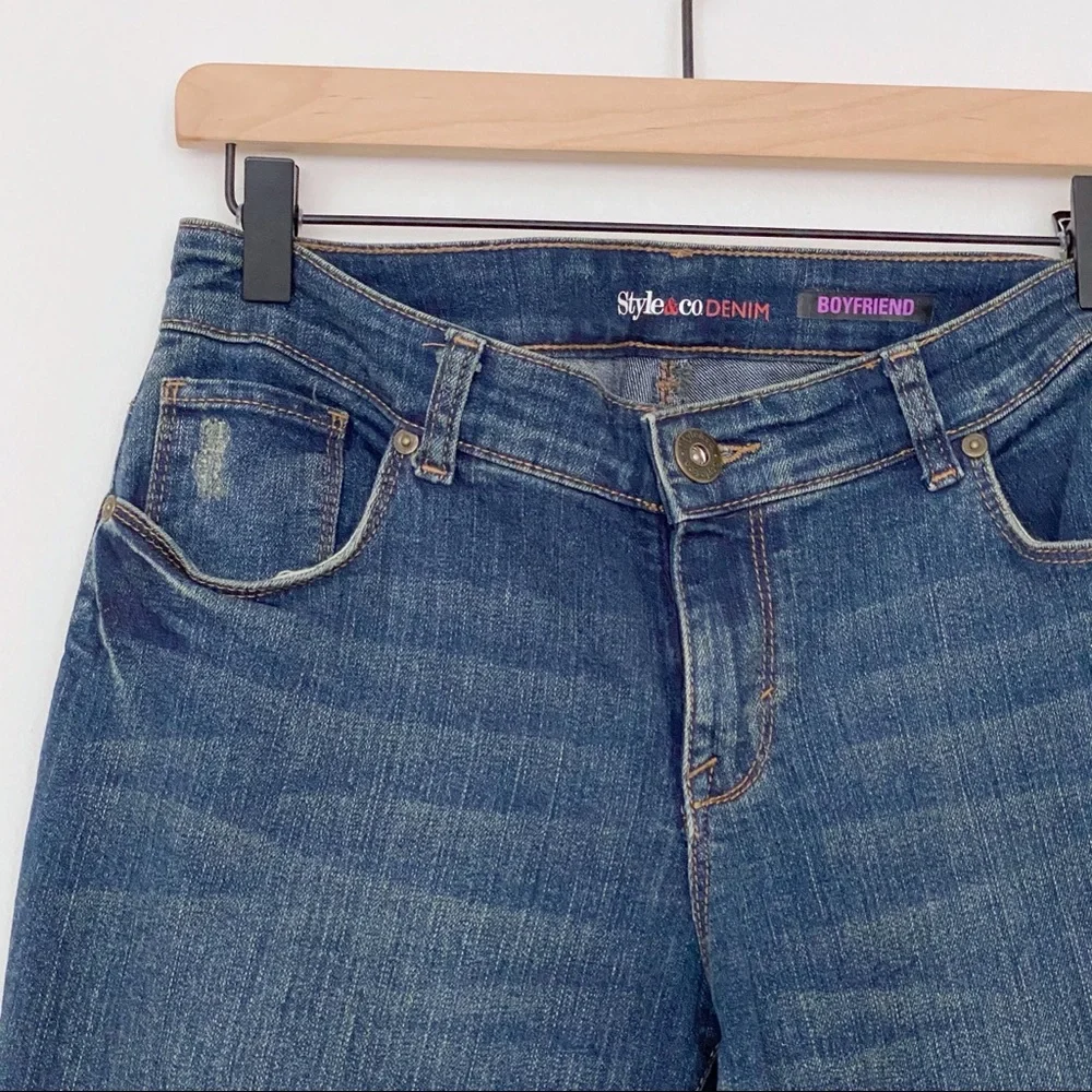 Style & Co. Cuffed Boyfriend Cropped Jeans - 8 Petite